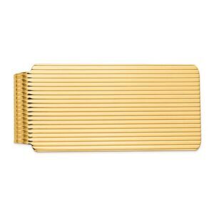Men's 14k Yellow Gold Striped Wide Fold-Over Money Clip